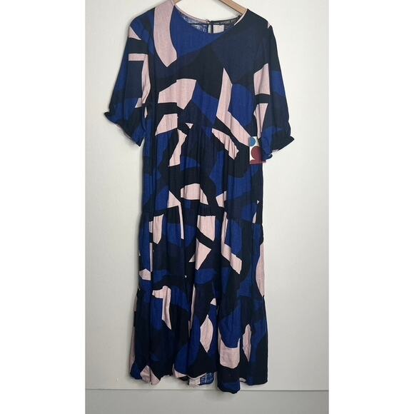 Mister Zimi Lottie Midi Dress in Agave  Geometric Womens Size 10 - Picture 2 of 16